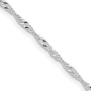 1.75mm Rhodium Plated Sterling Silver Singapore Chain Necklace, 18 In
